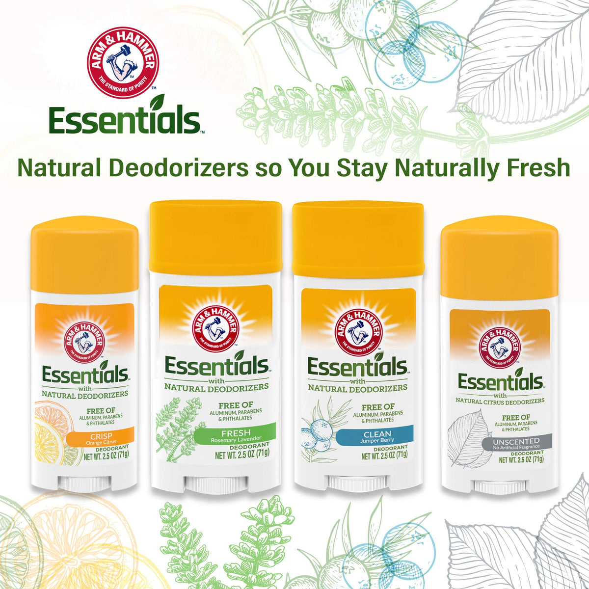 Arm & Hammer lavender and rosemary botanicals, conveying natural fragrance benefit