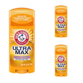 Arm & Hammer Solid Ultra 2.6oz oval front packaging showing three-pack for convenience
