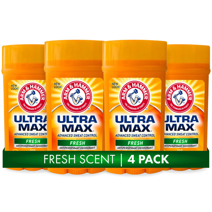 Arm & Hammer ULTRA MAX front packaging showing four fresh scent sticks for long-lasting protection