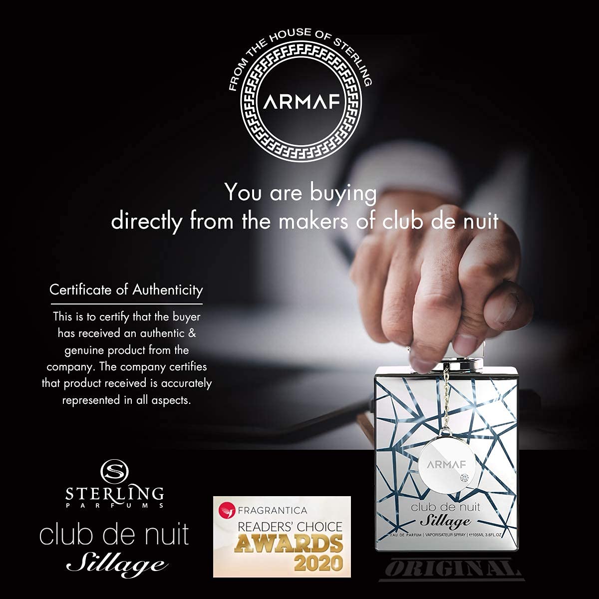 Armaf Club De Nuit Sillage being sprayed on wrist in lifestyle scene for confidence boost