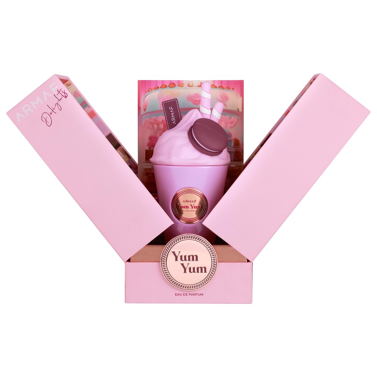 Armaf Delights Yum Yum side profile highlighting bottle shape and premium finish