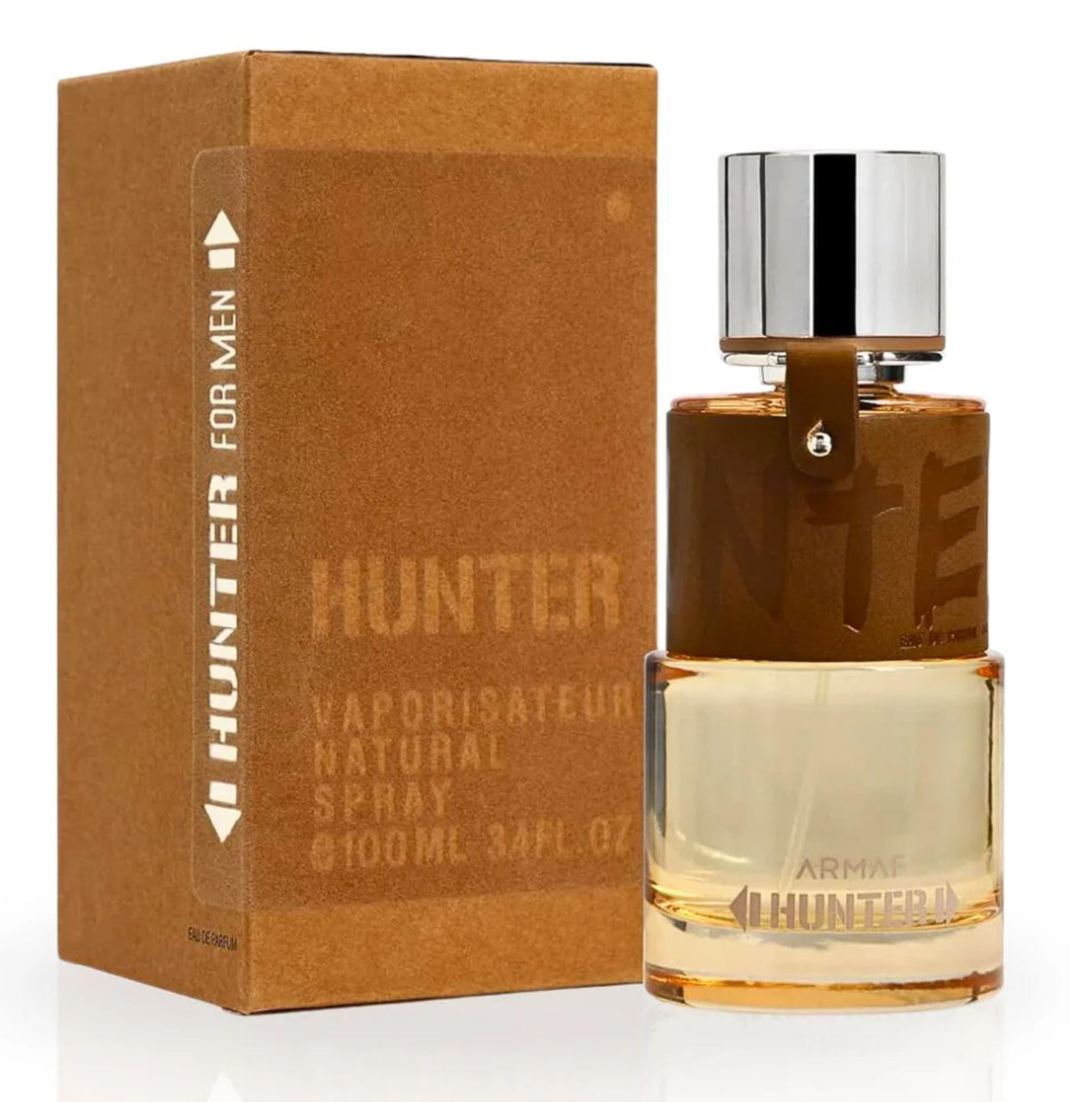 Armaf Hunter on wooden surface lifestyle image conveying warm woody character