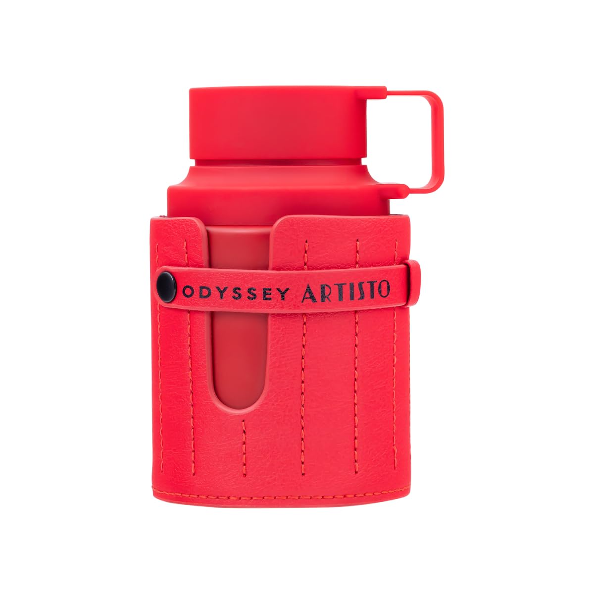 Armaf Odyssey Artisto red bottle front view showing bold design and collector appeal