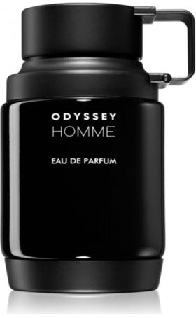 Armaf Odyssey Homme close-up of spray mist and glass texture showing fine atomization benefit