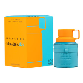 Armaf Odyssey Mandarin Sky spray on wrist demonstrating fresh citrus uplift and wearability