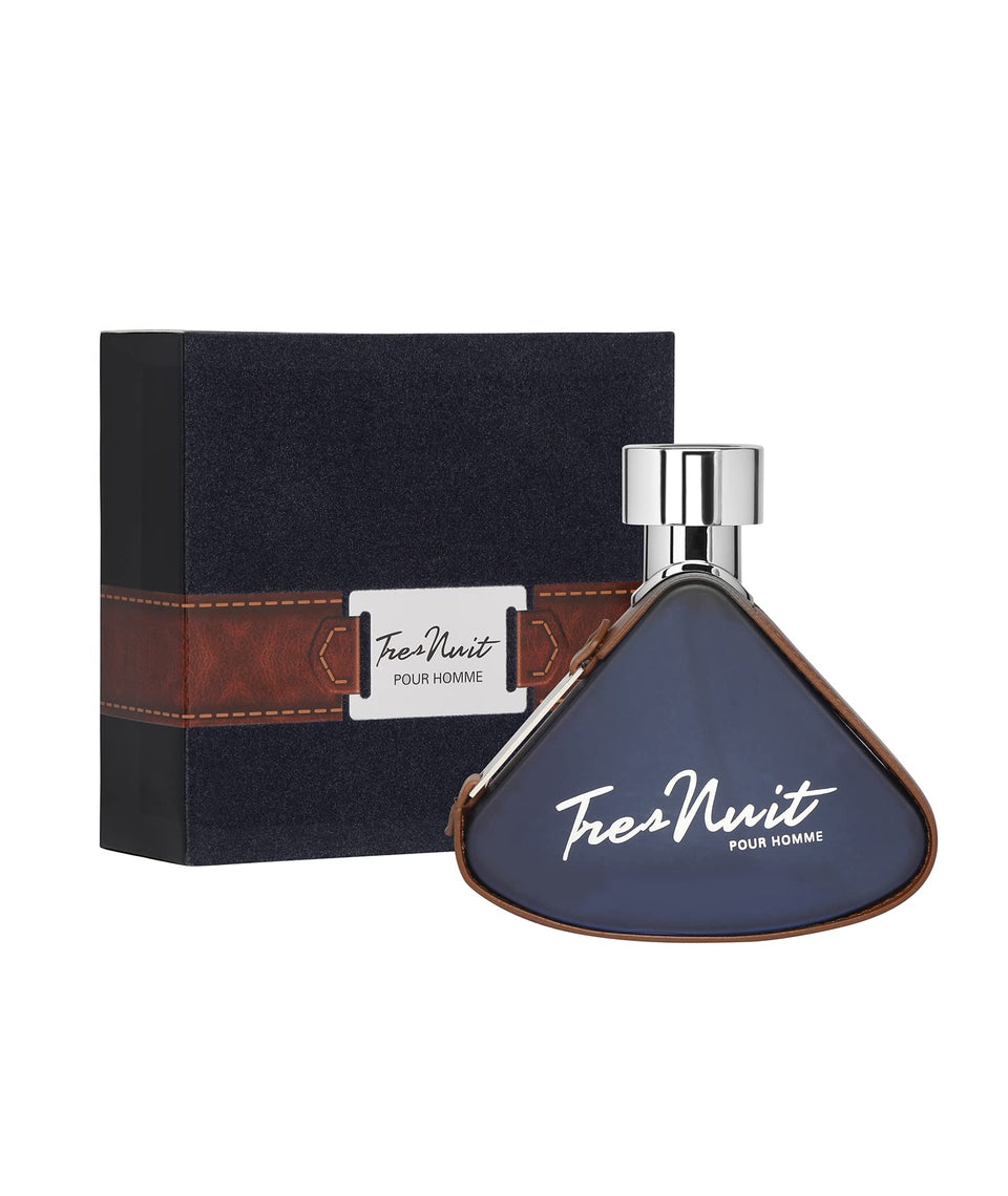 Armaf Tres Nuit front bottle showing elegant label and design benefit clarity