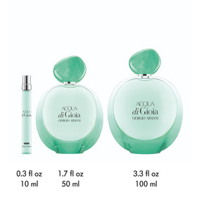Armani Beauty 0.3 oz bottle next to a hand to show compact travel size