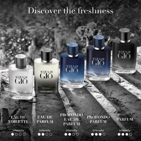 Armani Beauty bottle on a sunlit shore conveying Mediterranean freshness and lifestyle benefit
