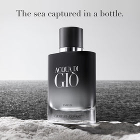 Armani Beauty angled side profile of the flacon showing shape and lacquering benefit: modern aesthetic