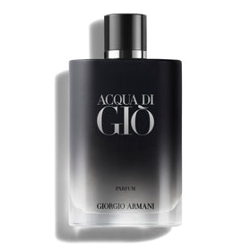 Armani Beauty bottle front view showing sleek matte black finish and premium look