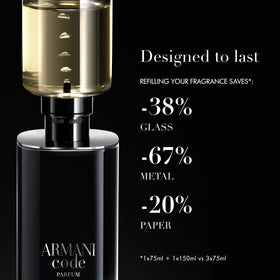 Armani Beauty bottle staged in evening outfit setting suggesting refined nightwear use