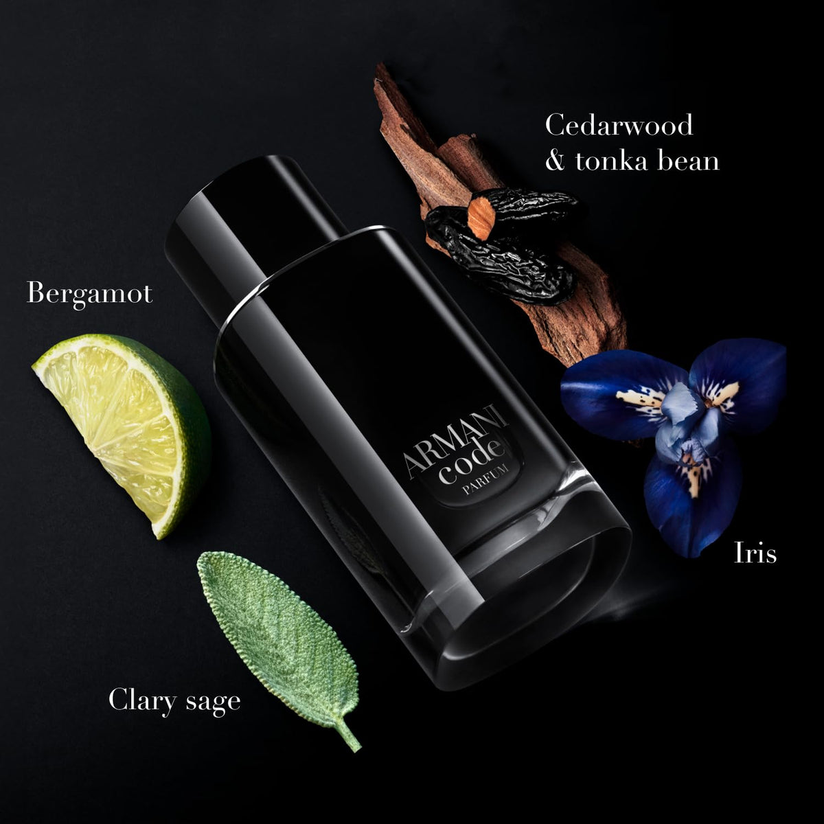 Armani Beauty label close-up revealing perfume name and Giorgio Armani branding clearly