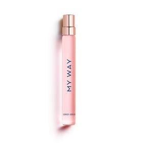 Armani Beauty front bottle view showing elegant flacon and easy portability benefit