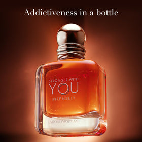Armani Beauty side profile of bottle emphasizing masculine curves and weight