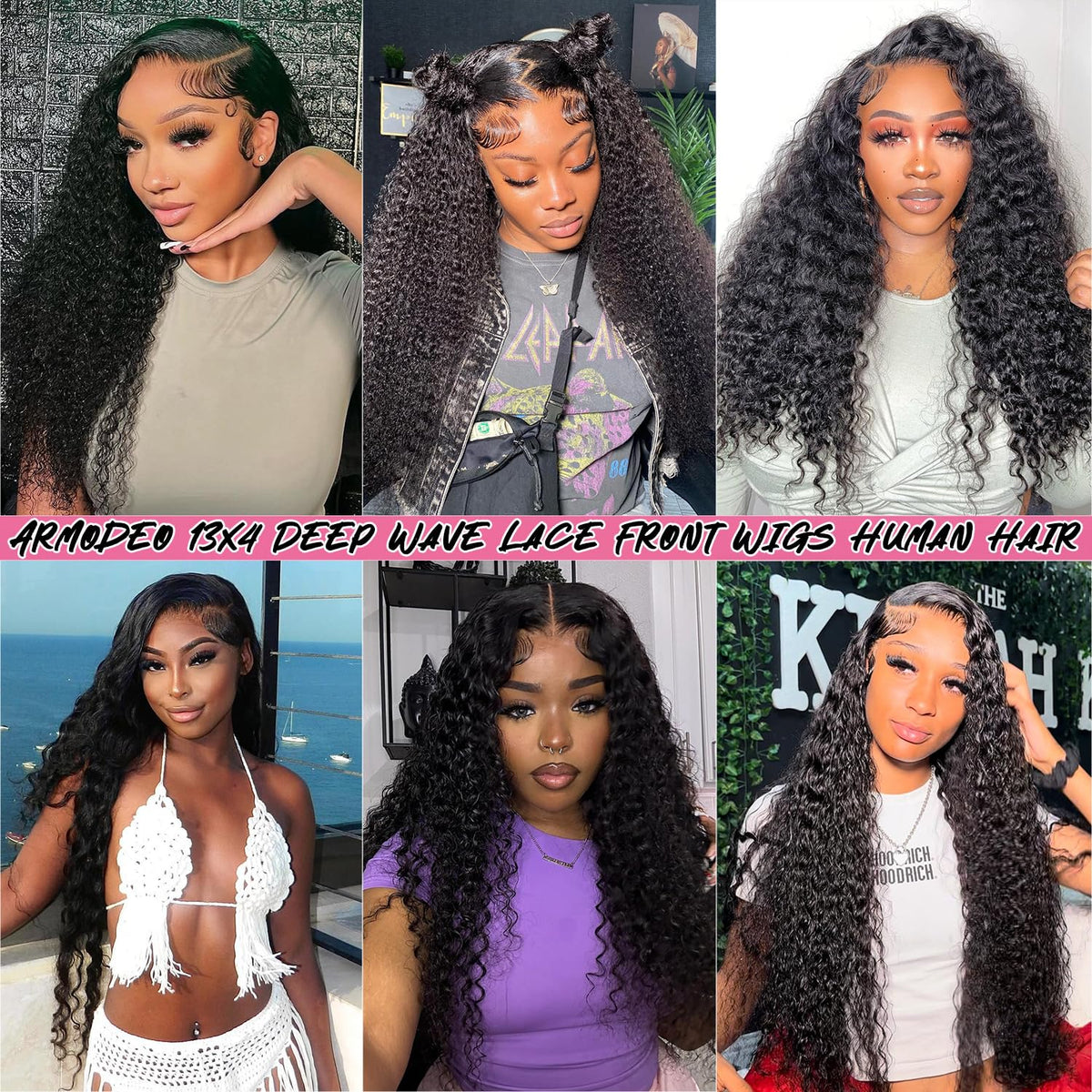 Armodeo lifestyle image of model wearing wig showing length and styling versatility