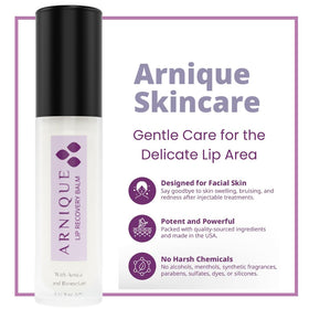 Arnique lip balm beside coin showing compact travel-ready size benefit