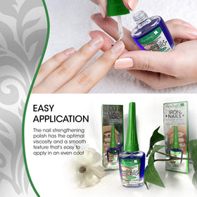 Arobell polish being applied on fingernails demonstrating easy use and protective layer