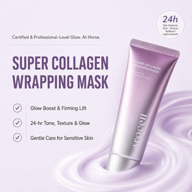 AROCELL mask texture close-up showing smooth collagen film and deep hydration benefit