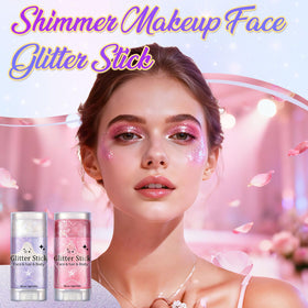 AROIC applying glitter stick across cheek for quick festival-ready highlight