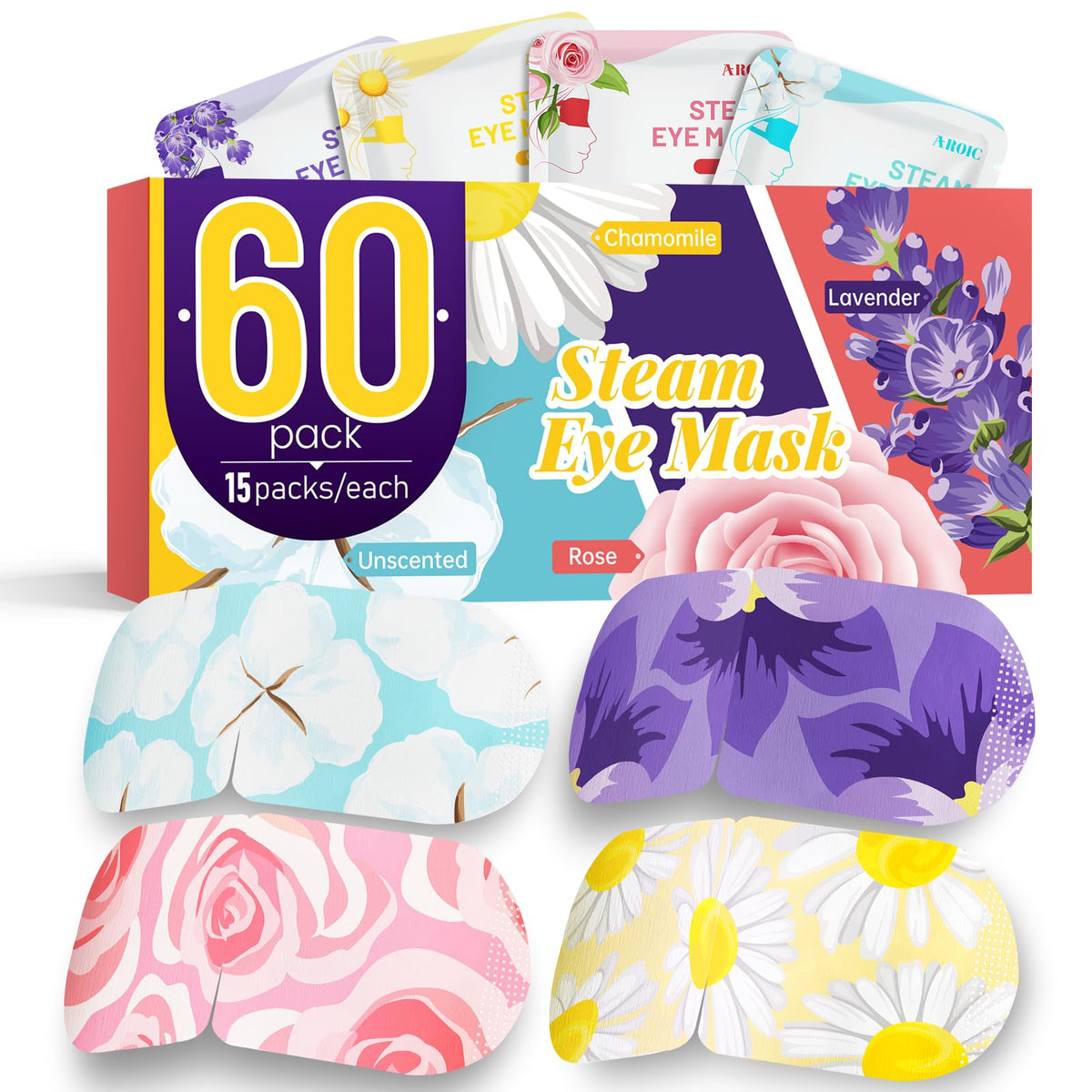 AROIC front packaging showing 60-pack and scent labels for clear selection