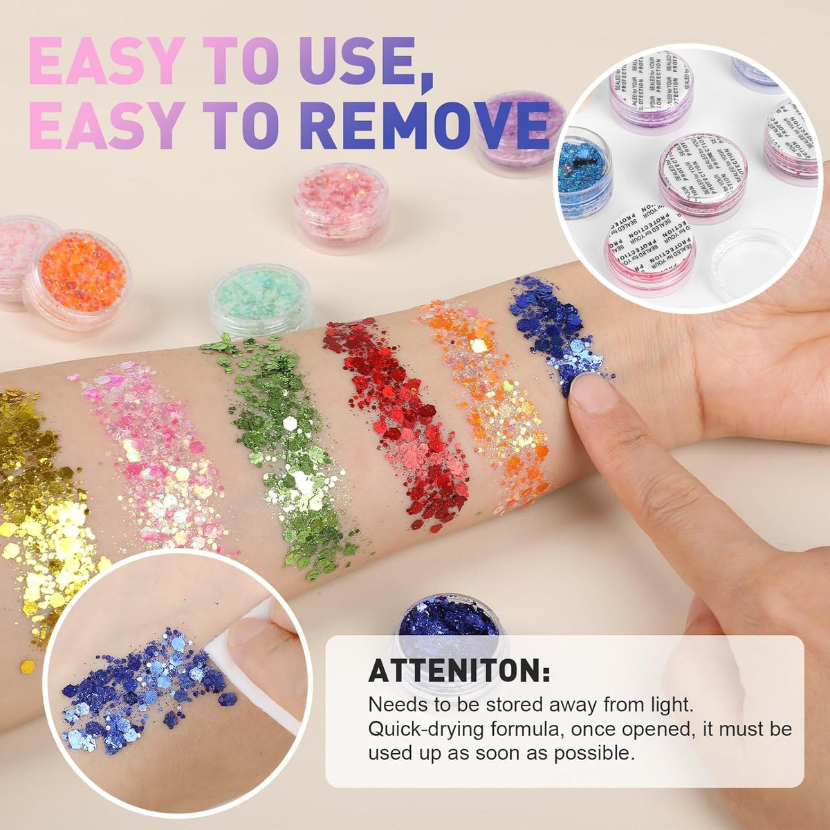 AROIC hair strand with glitter highlights for festival-ready shine