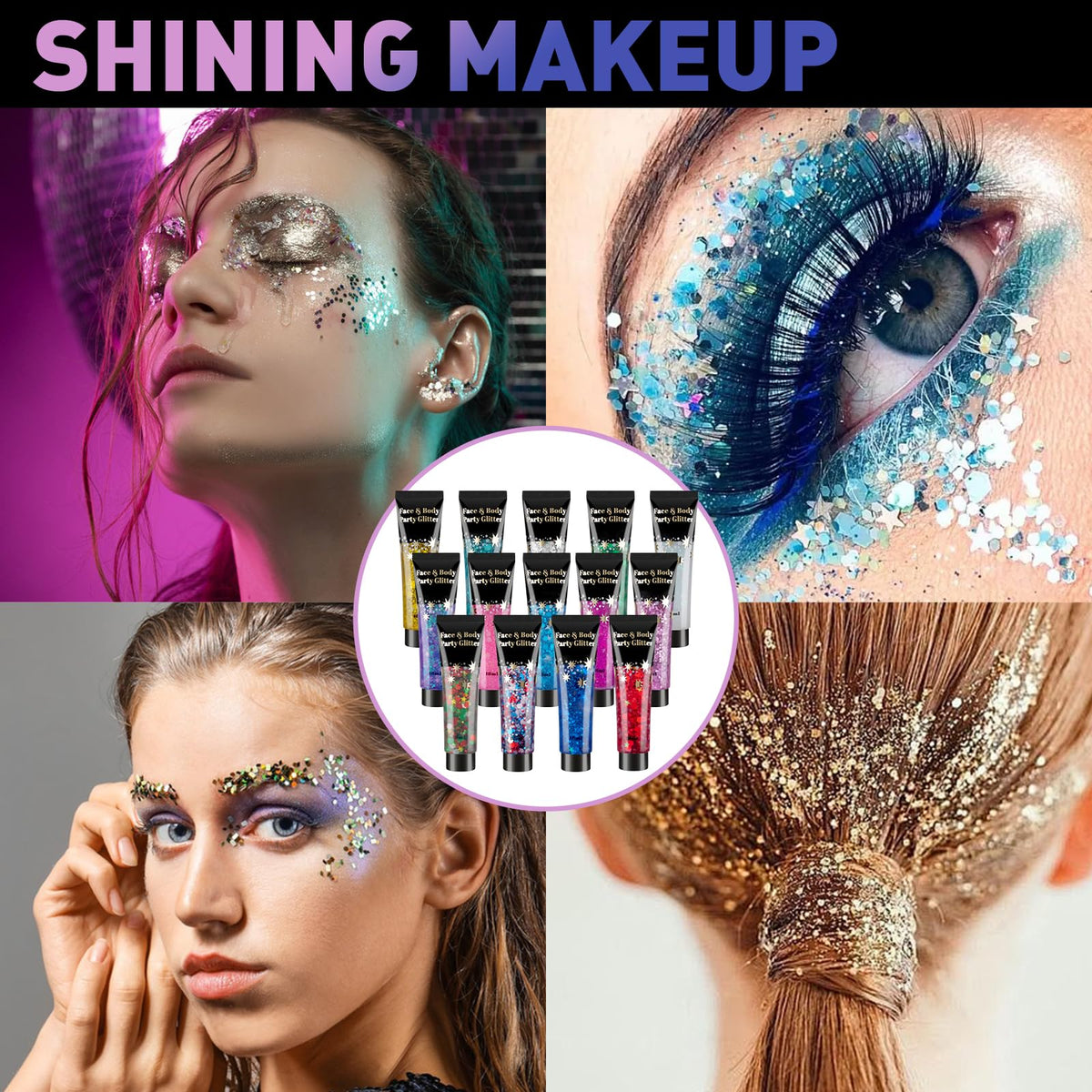 AROIC hairline glitter streak on model demonstrating hair accenting and light-catching sparkle