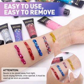 AROIC tubes next to fingers to show compact size and travel-friendly convenience