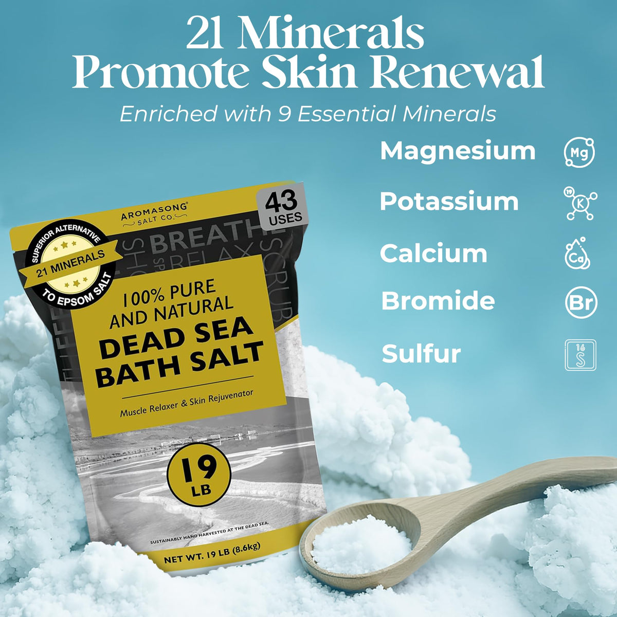 Aromasong fine-grain salt close-up showing texture for fast dissolving in baths