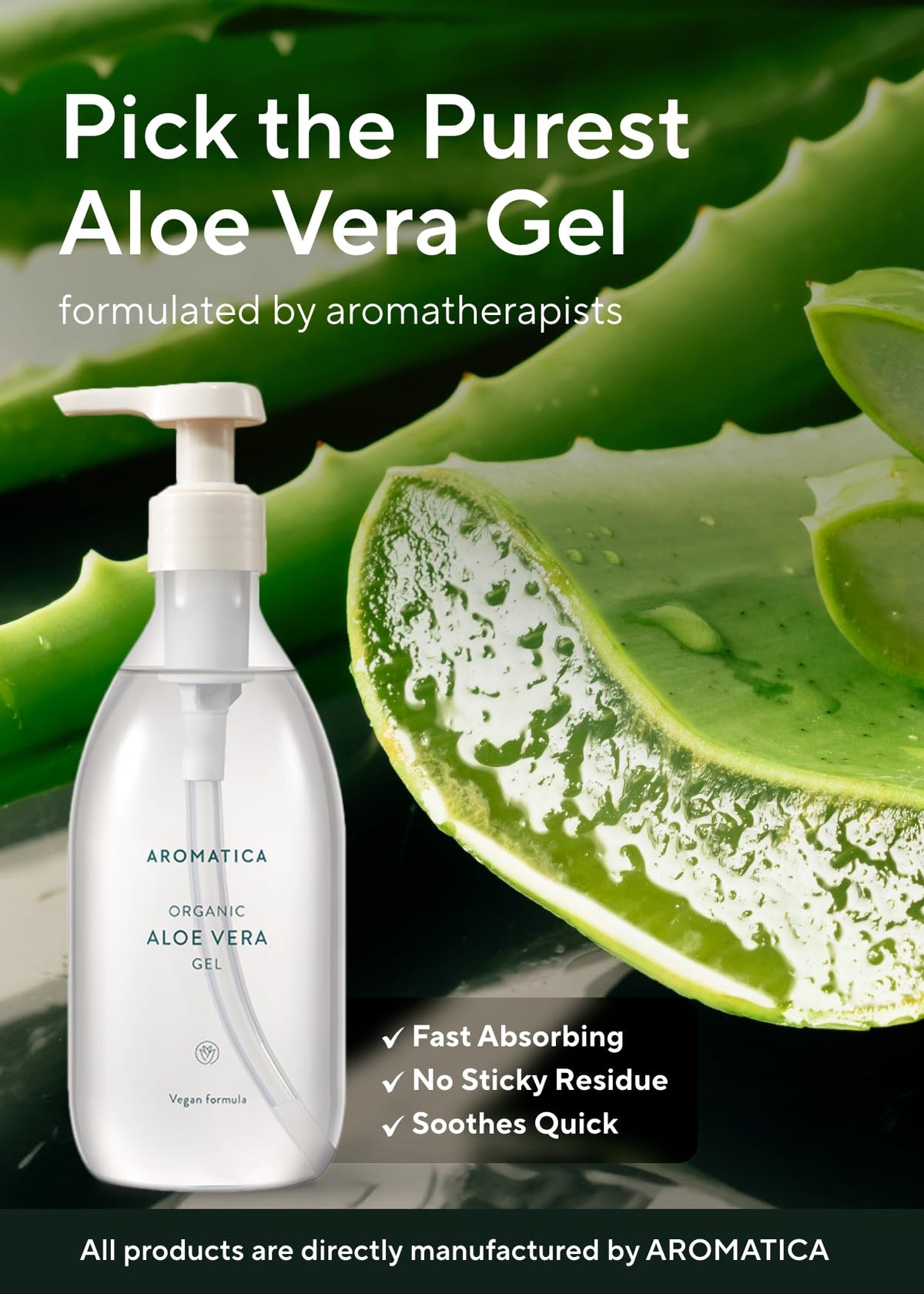 AROMATICA close-up of gel texture demonstrating soothing hydration