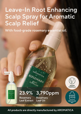 AROMATICA close-up spray nozzle producing a fine mist for scalp refresh