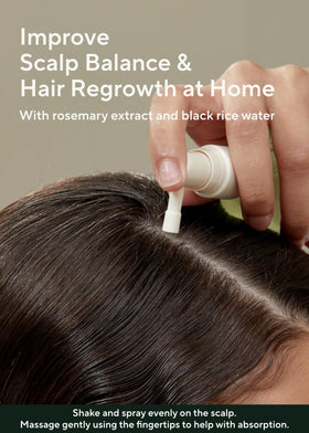 AROMATICA scalp application demo with model applying spray to roots for refresh