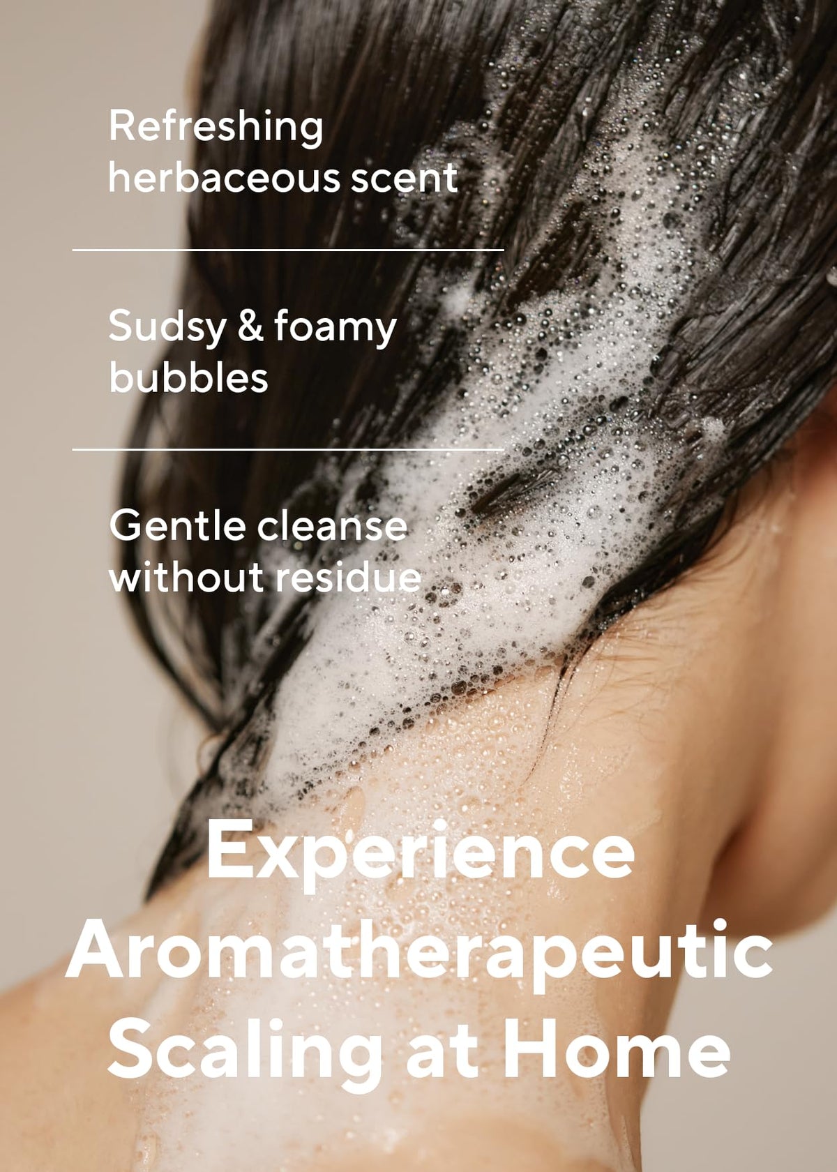 AROMATICA applying shampoo during scalp massage illustrating improved circulation benefit