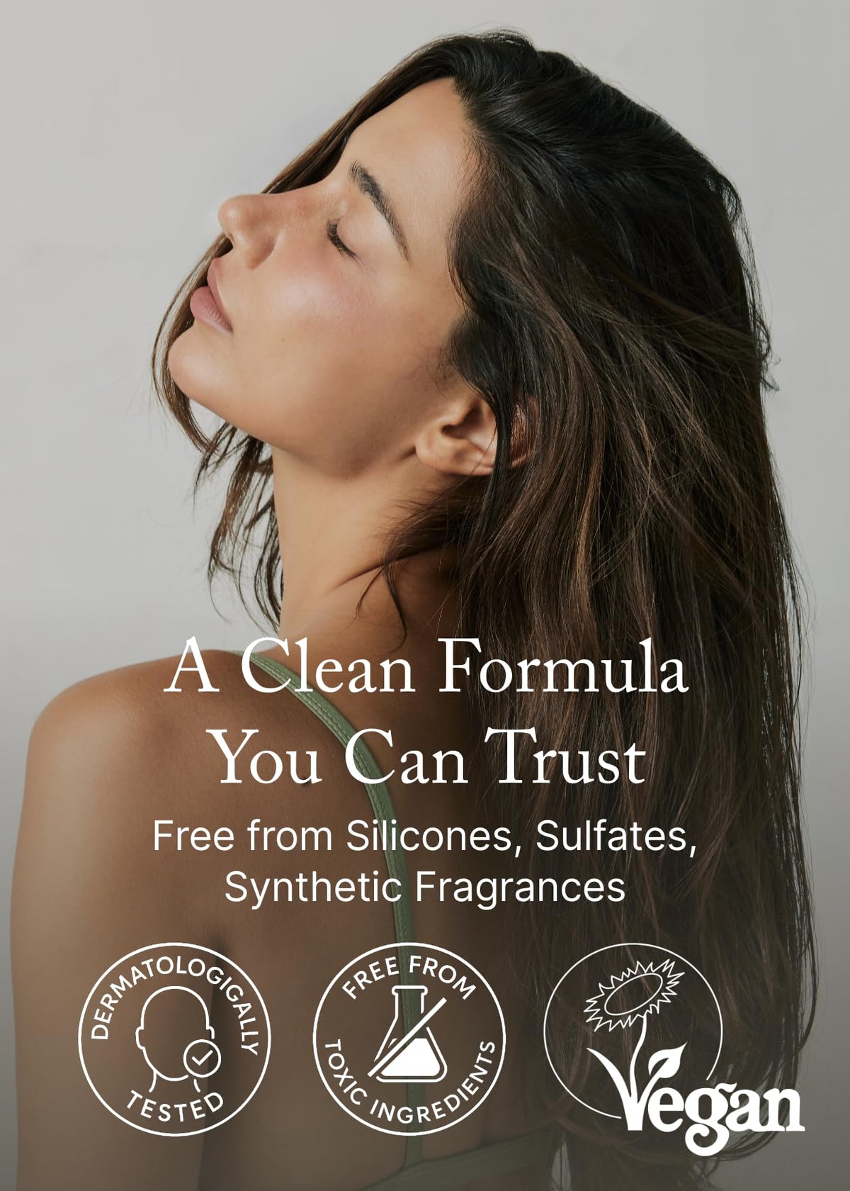 AROMATICA label detail highlighting vegan, sulfate-free formula