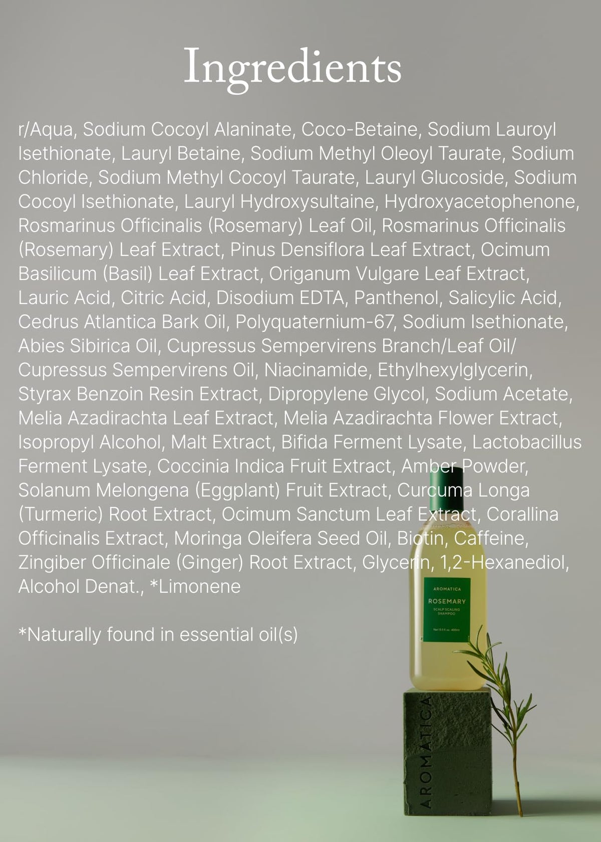 AROMATICA product on bathroom shelf in natural light for everyday routine