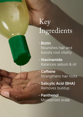 AROMATICA shampoo in use while massaging scalp to boost circulation