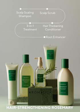 AROMATICA bottles in hand to show 13.53 fl.oz scale and travel-friendly convenience benefit