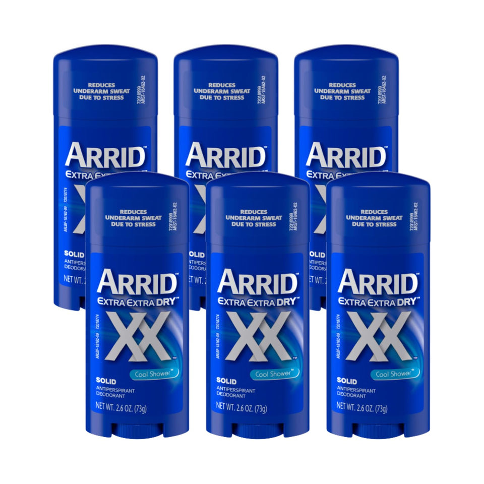 Arrid Cool Shower front packaging showing six 2.6 oz sticks and clear labeling for reliable protection