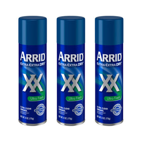 Arrid front packaging showing Ultra Clear aerosol and benefit of dry protection