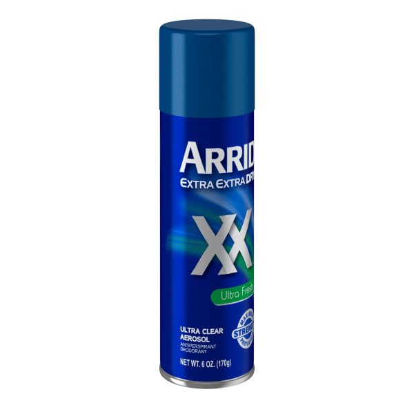 Arrid XX aerosol spray mist texture highlighting dry-on finish for minimal residue