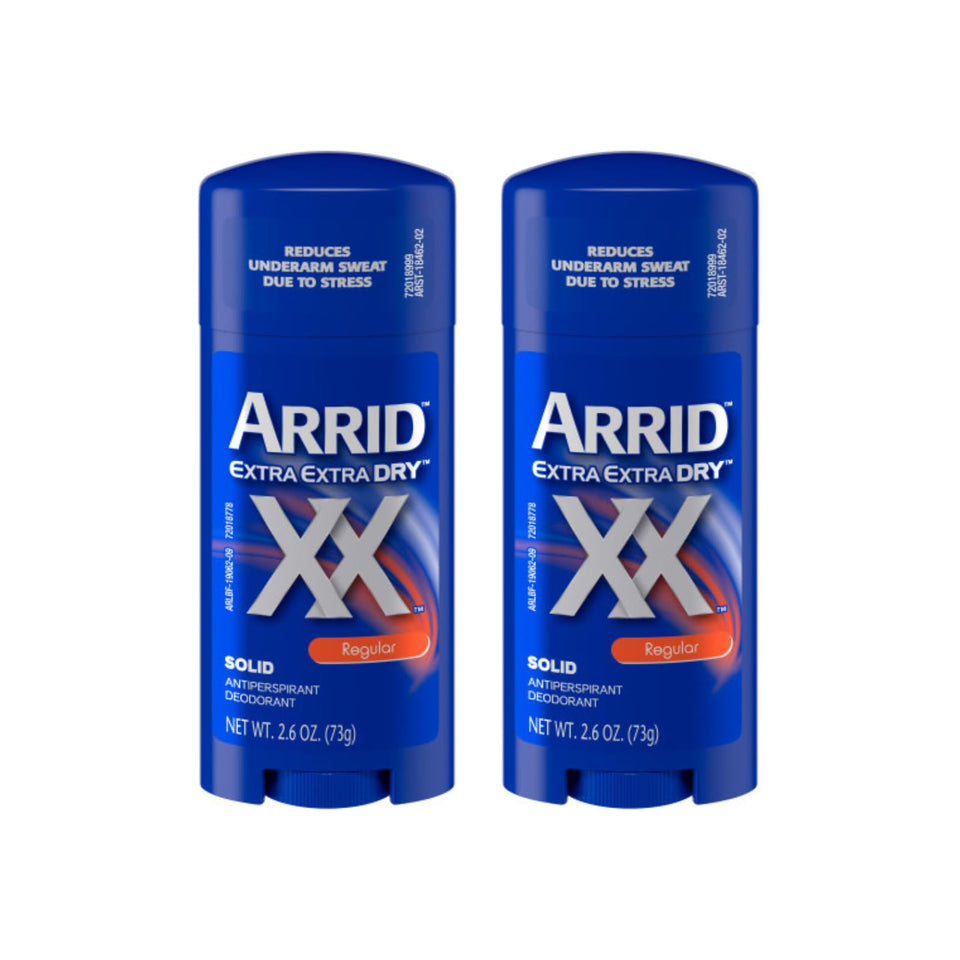 Arrid front packaging showing two 2.6 oz sticks and clear brand protection benefit