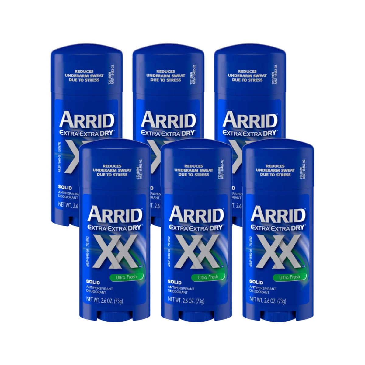 Arrid front packaging showing six-pack and Ultra Fresh scent benefit