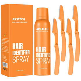 arstech front packaging showing spray can and four razors, easy identification benefit