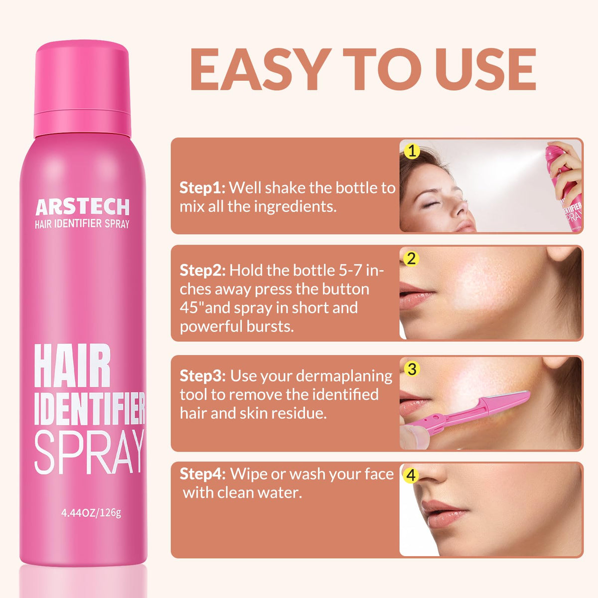 arstech in use face dermaplaning demonstrating visible hair highlighting and accurate removal