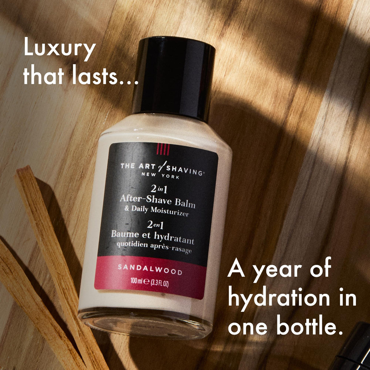 The Art of Shaving balm being applied on hand demonstrating quick absorption benefit