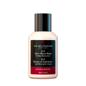 The Art of Shaving front bottle view showing sandalwood balm packaging and elegant design
