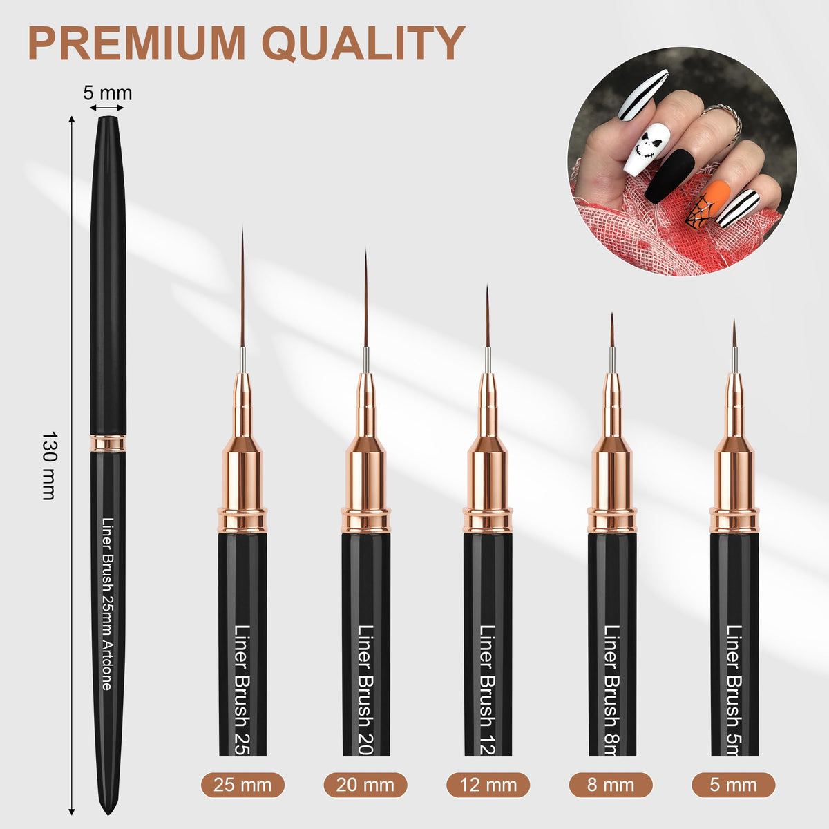 Artdone close-up of tapered brush tips highlighting precision for thin lines