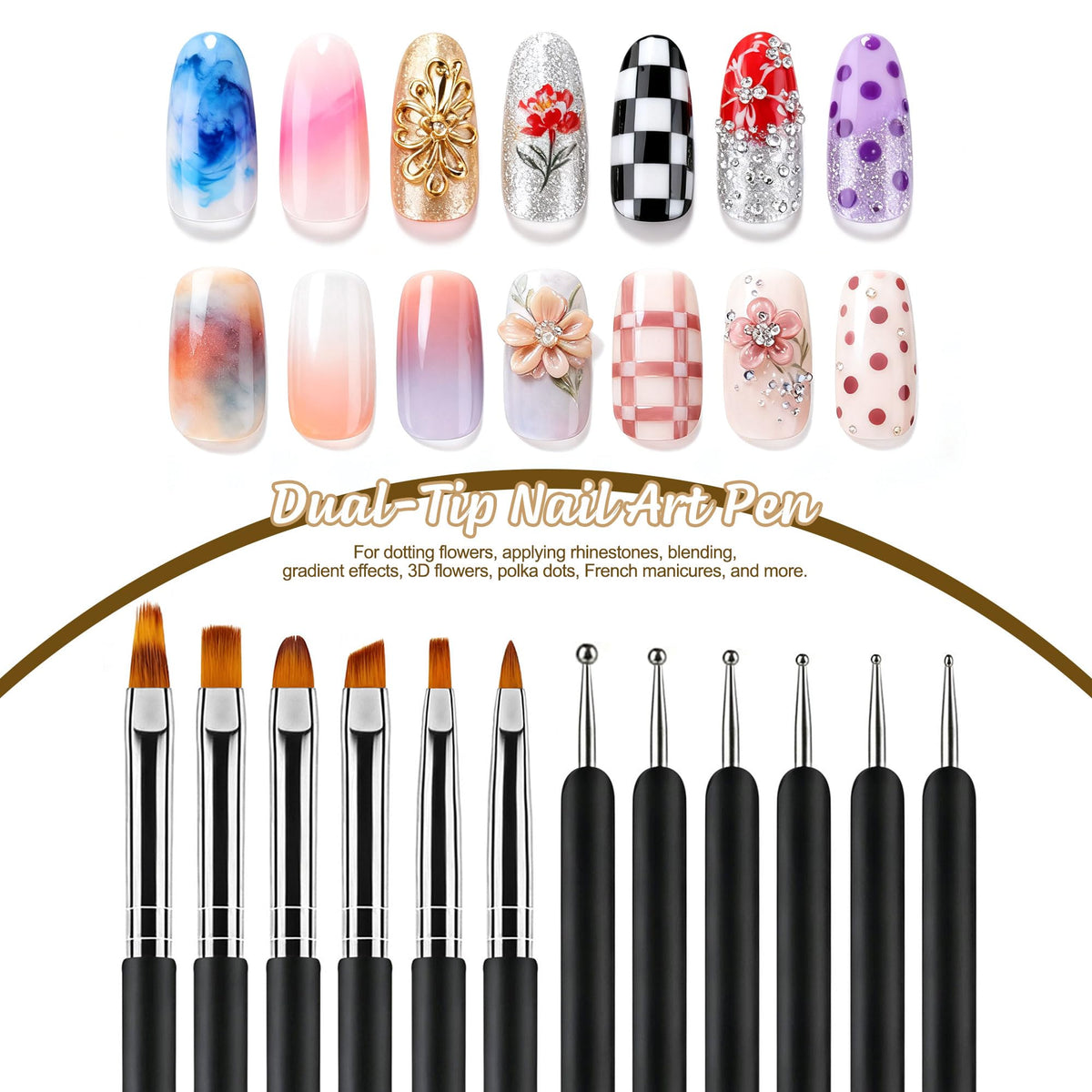 Artdone dotting tips arranged by size illustrating 1.0 to 3.0 mm control