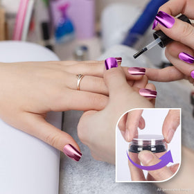 Artdone finished nail on black base showing intense mirror chrome benefit