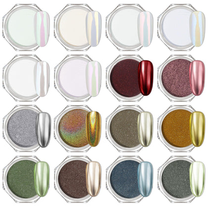Artdone front packaging showing 16 jars and variety of chrome colors for mirror finishes