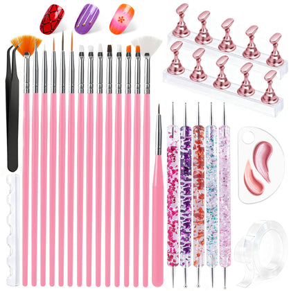 Artdone front packaging showing the full 15-piece brush and tool set for organized storage